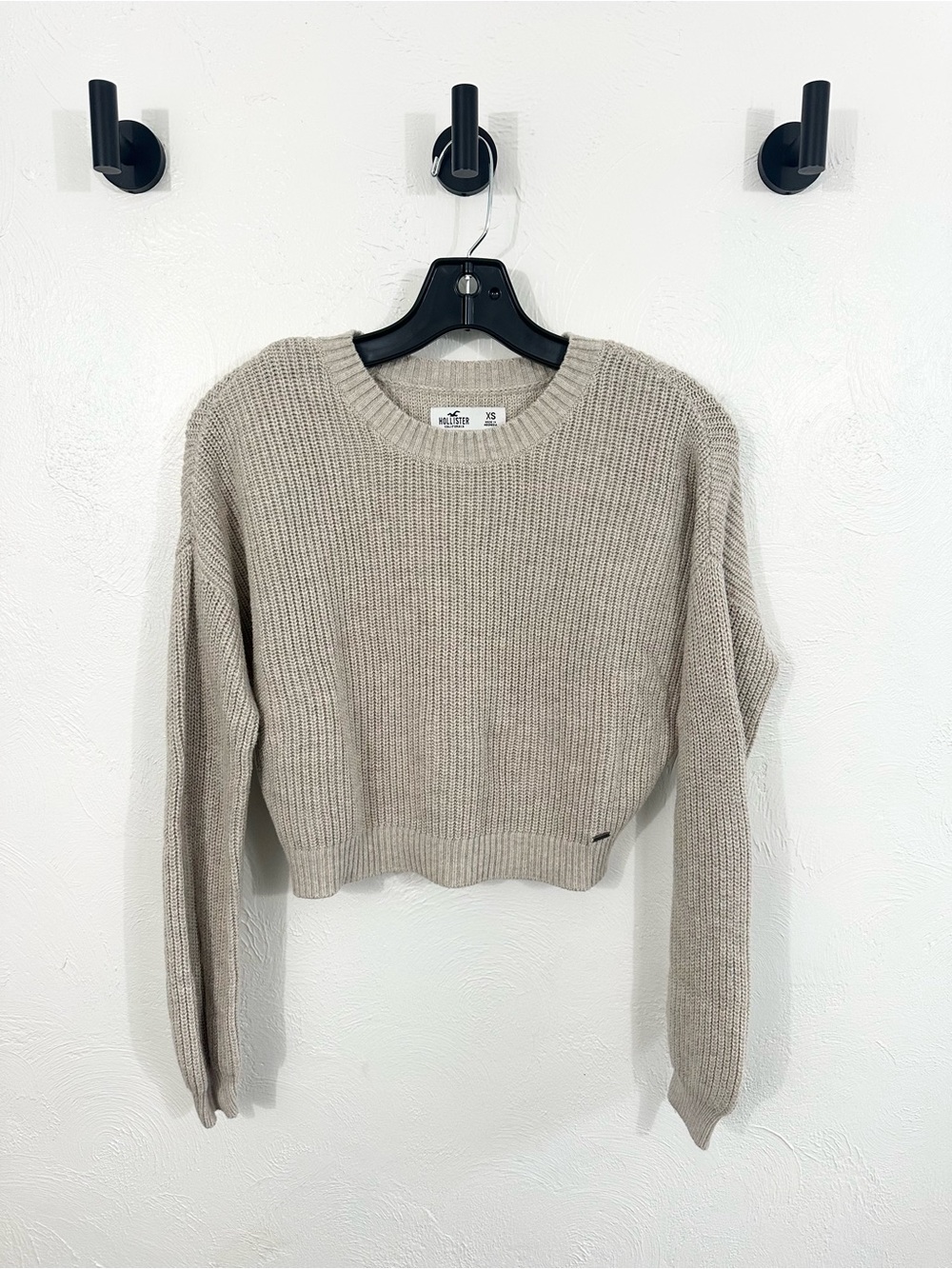Hollister Beige Ribbed Crewneck Sweater